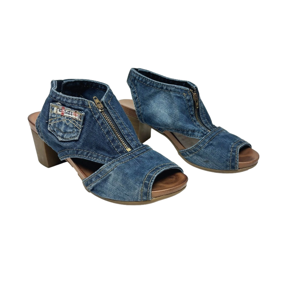 Ersax blue denim sling back sandals